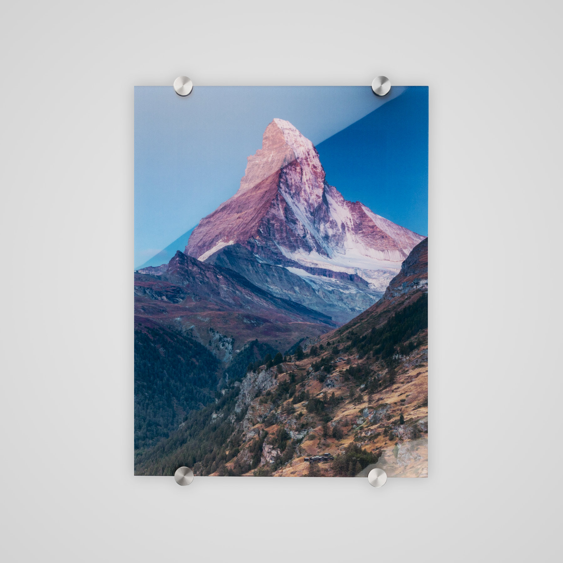 Foto auf Acrylgas – Edelstahlaufhänger